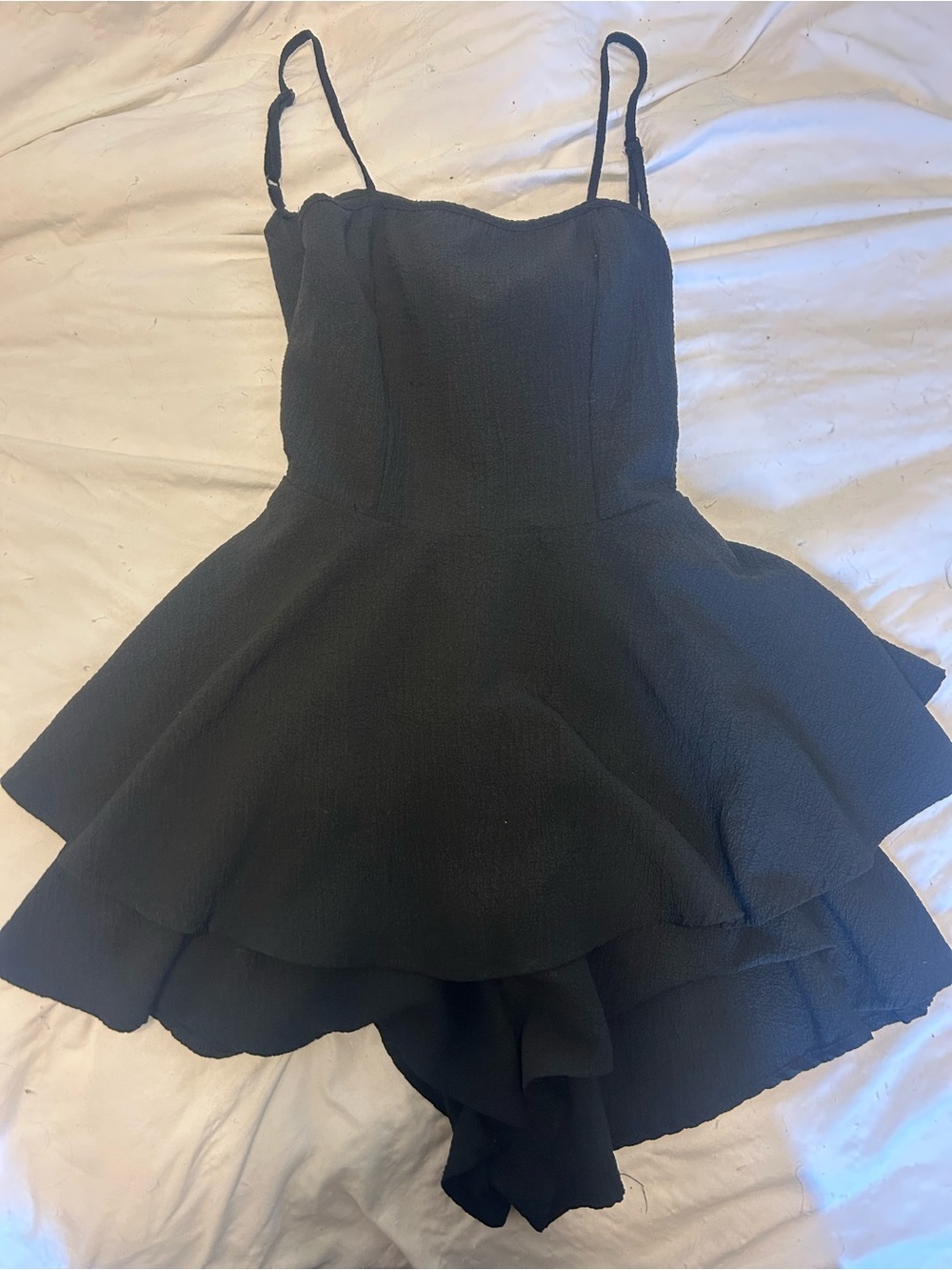 SHEIN Black Backless Tiered Spaghetti Strap Dress